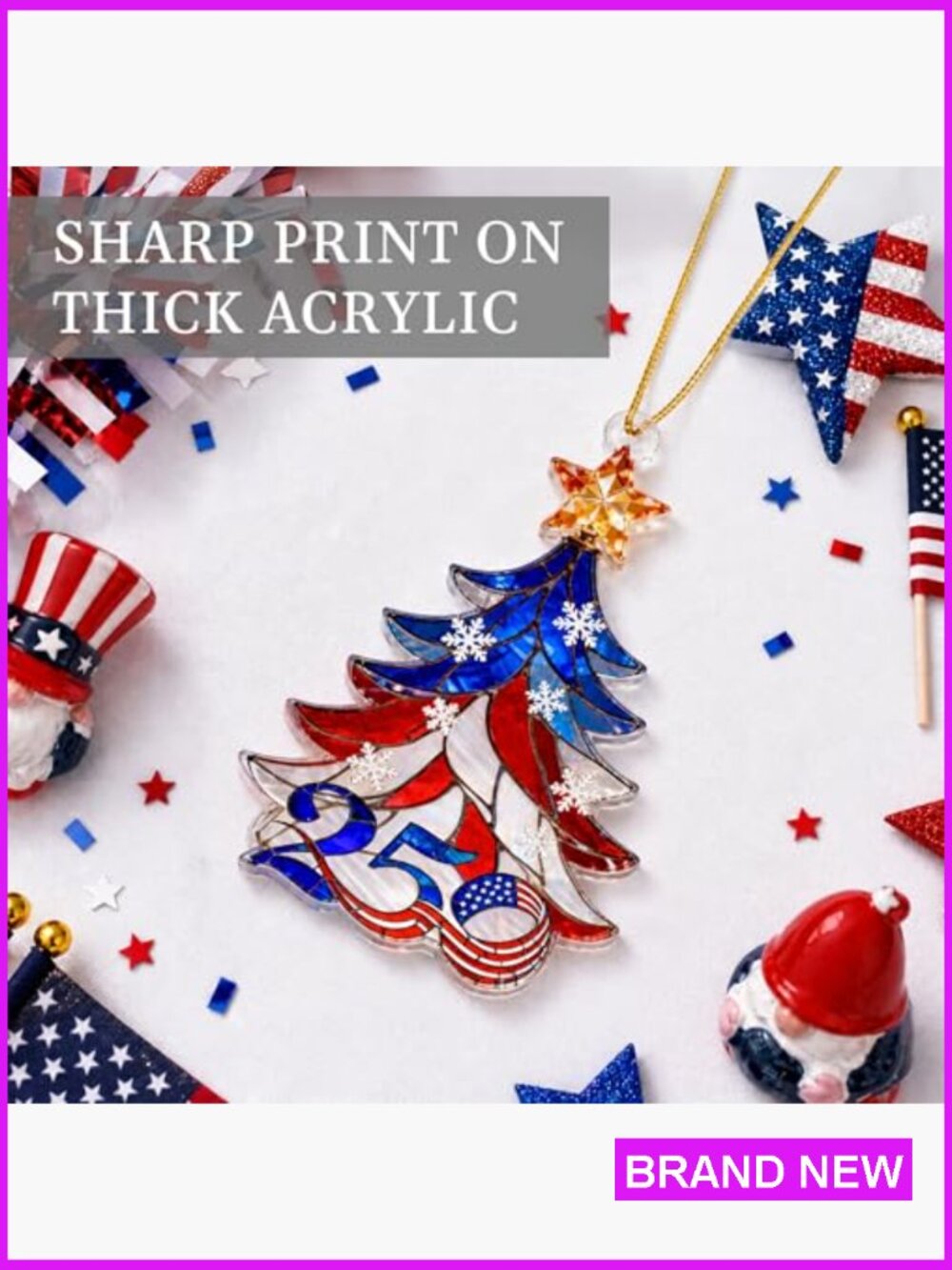 USA 250th Anniversary Acrylic Bell Ornament Patriotic Decor Home Accent Hanging - Picture 4 of 7